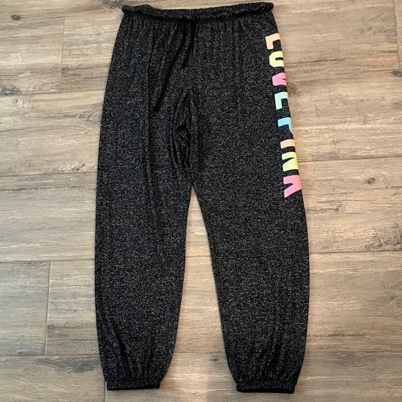 🩷VS Pink cozy htf set rainbow neon logos rare sleep lounge set sz L EUC - Picture 7 of 11